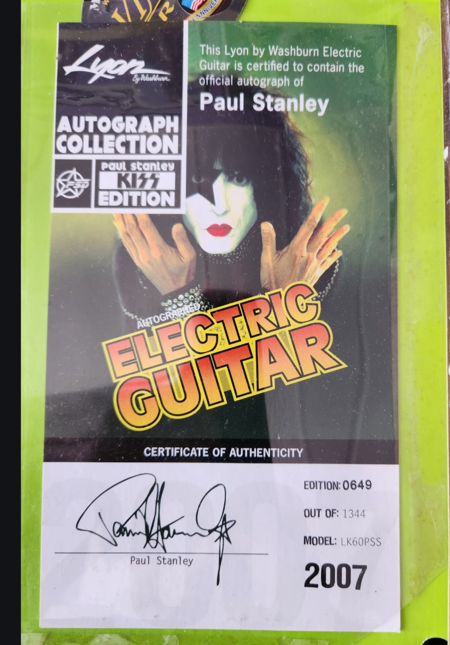 Certified Paul Stanley, KISS Autographed Guitar.