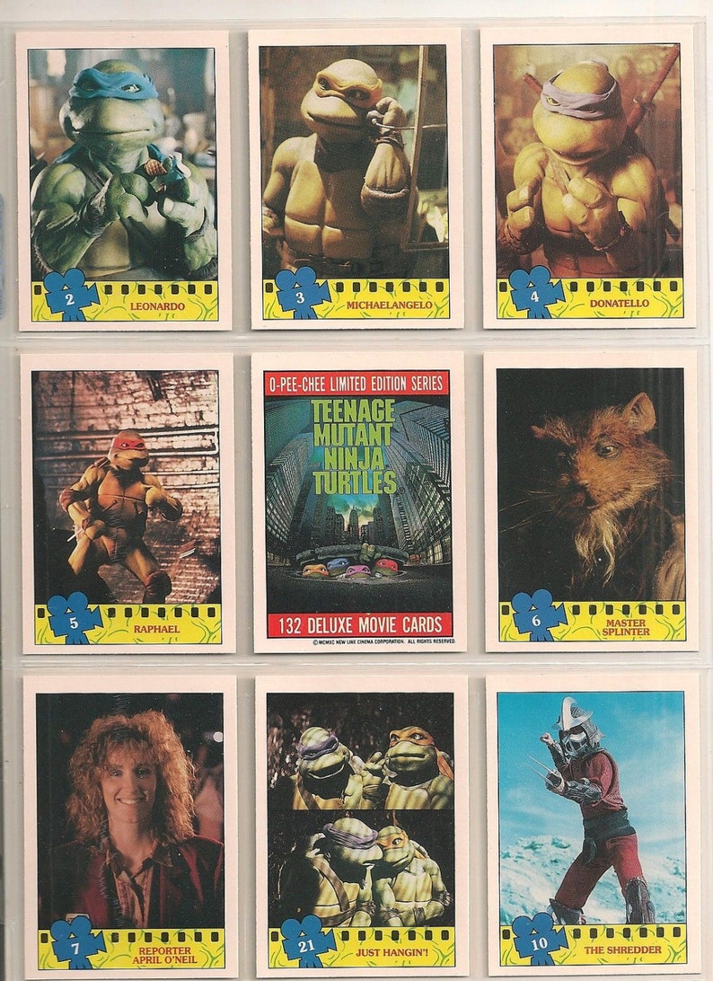 1990 TMNT Trading Cards (full set of 132 cards, folder included).