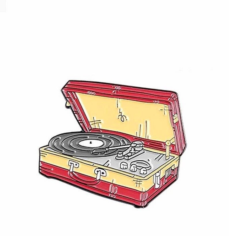 Turntable case enamel pin