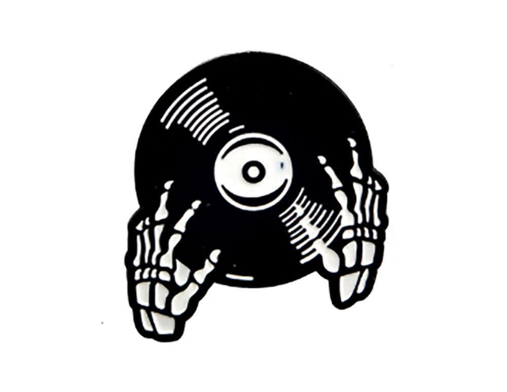Vinyl Record Skeleton Enamel Pin Badge